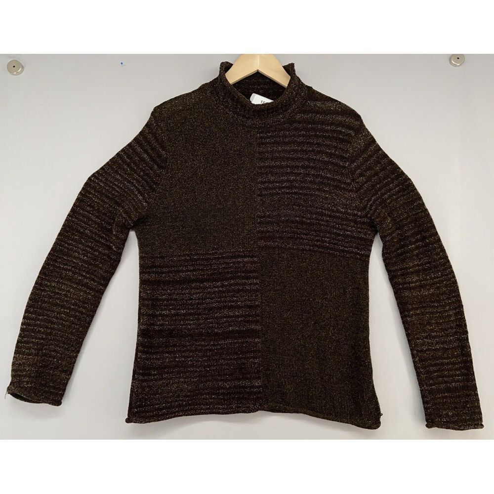 Crazy Horse Claiborne Womens Sweater MED Pull Over Brown Long Sleeve Mock Neck